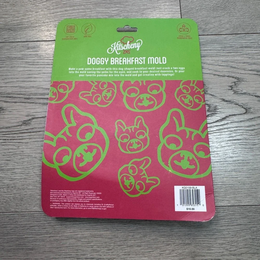 Kitcheny Blue Doggy Breakfast Mold Dog Shaped Egg and‎ Pancake Silicone Mold NIP